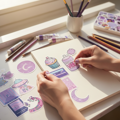 50PCS Cartoon Purple Wind Cute Girly Sticker Graffiti iPad Luggage Car DIY Scrapbook Wall Sticker Toy Decoration